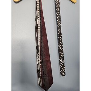 Palatina Silk Necktie Burgundy Black Striped Designer Geometric Pattern Formal